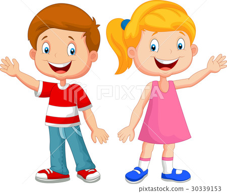 Cute children waving hand 30339153