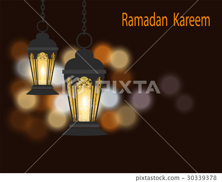 Ramadan Kareem. Greeting card. Black lanterns in Ramadan Kareem. Greeting card. Black lanterns in 30339378