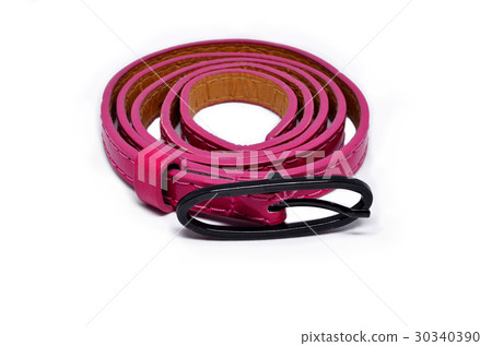 pink leather belt on white background pink leather belt on white background 30340390