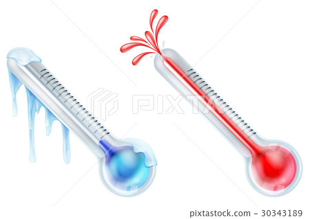 Hot and Cold Thermometer Icons Hot and Cold Thermometer Icons 30343189