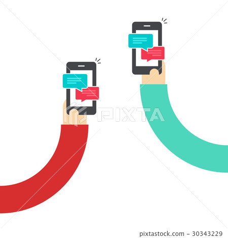People chatting with mobile phones vector, hands 30343229