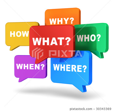 Speech balloons with questions 30343369