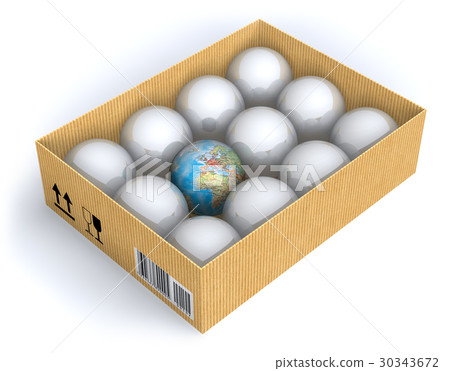 Earth in box with spheres 30343672