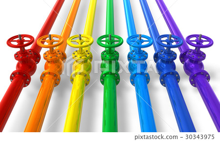 Rainbow pipelines with valves 30343975