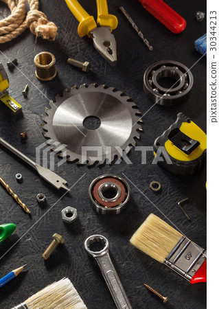 tools and instruments on black 30344213