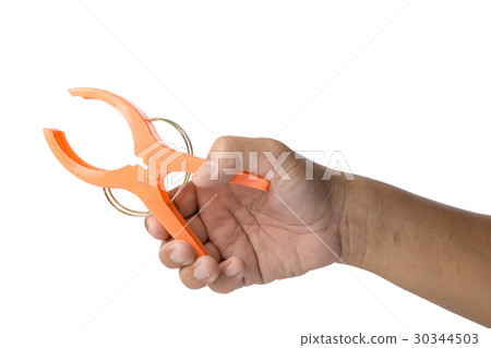 hand press clothespeg isolated on white background hand press clothespeg isolated on white background 30344503