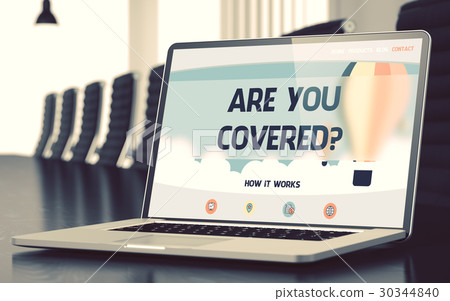 Laptop Screen with Are You Covered Concept. 3d. 30344840
