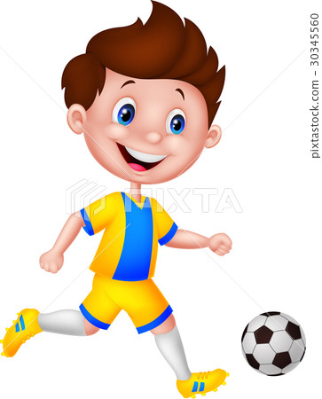 Cartoon boy playing football 30345560