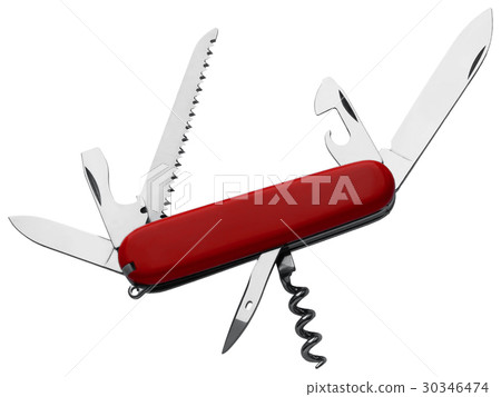 Swiss army knife isolated on white 30346474