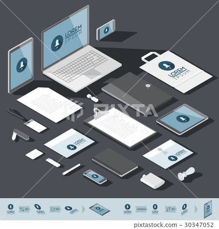 Isometric corporate identity template Isometric corporate identity template 30347052