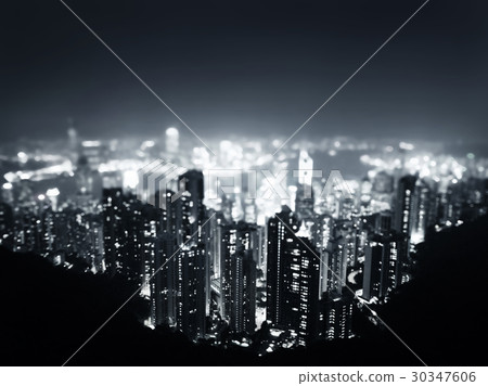 Hong Kong from Victoria peak, ltilt shift photo Hong Kong from Victoria peak, ltilt shift photo 30347606