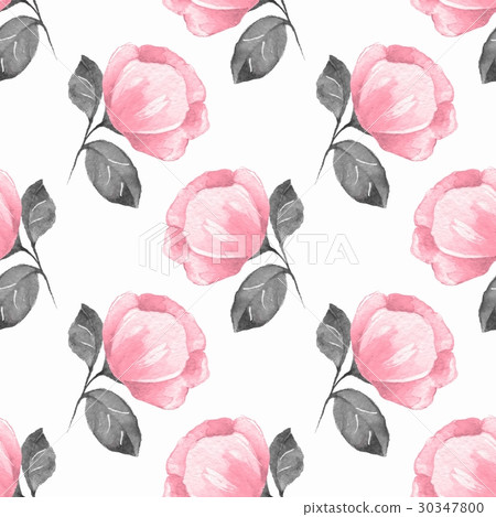 Watercolor background with pink flowers 30347800