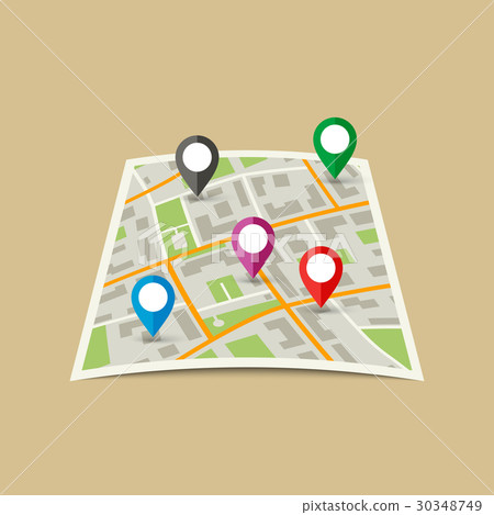 City Map with Markers. City Map with Markers. 30348749