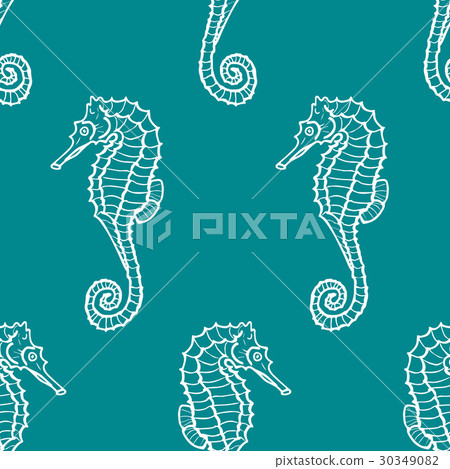 vector seamless pattern seahorse contour. - Stock Illustration ...