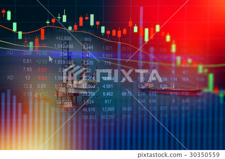 Stock market concept with oil rig in the gulf Stock market concept with oil rig in the gulf 30350559