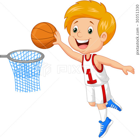 插图素材: kid playing basket