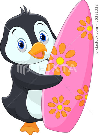 Penguin holding surfing board Penguin holding surfing board 30351338