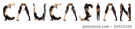 Black dressed people forming word CAUCASIAN 30353184