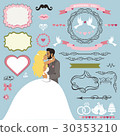 Wedding invitation decor elements set with Kissing 30353210