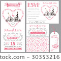 Wedding invitation set.Bride,groom,retro bike,Pink 30353216
