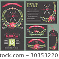 Wedding invitation template set.Floral wreath 30353220
