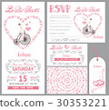 Wedding invitation.Bride onretro bike,Pink decor 30353221