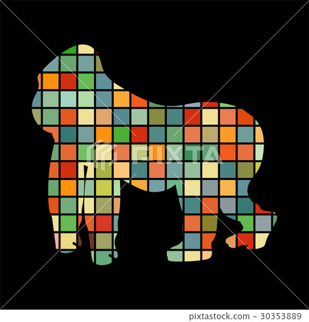 Gorilla monkey primater color silhouette animal Gorilla monkey primater color silhouette animal 30353889