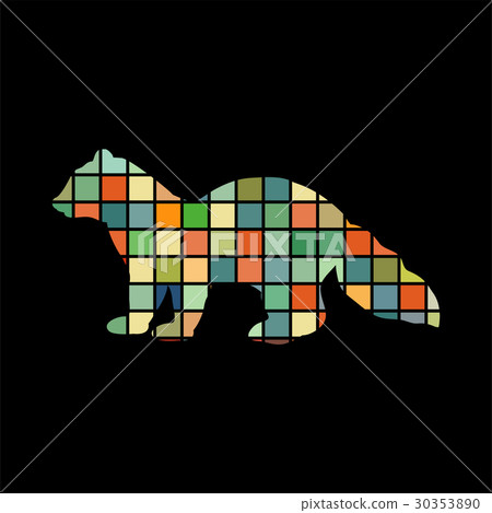 Sable marten mink mammal color silhouette animal Sable marten mink mammal color silhouette animal 30353890