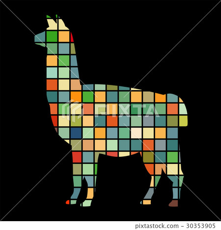Lama mammal color silhouette animal Lama mammal color silhouette animal 30353905