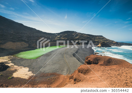 Green Lagoon at El Golfo, Lanzarote Island, Spain Green Lagoon at El Golfo, Lanzarote Island, Spain 30354442