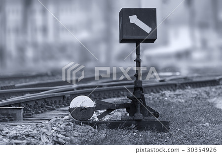 Manual railroad switch of the old train station 30354926