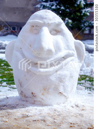 Snow Goblin with a big smile. Snowman in winter. Snow Goblin with a big smile. Snowman in winter. 30355380