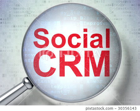 Advertising concept: Social CRM with optical glass Advertising concept: Social CRM with optical glass 30356143