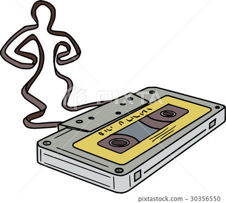 Compact Cassette Tape Man Dancing Mono Line Compact Cassette Tape Man Dancing Mono Line 30356550