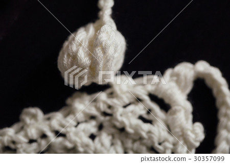 white wool handmade knitted part of blouse , super 30357099