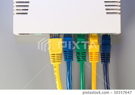 Office router connected to five patch cord 30357647