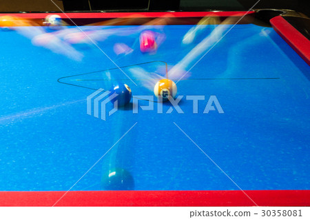 Pool table with motion blur on balls 30358081
