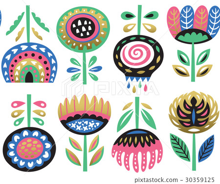 Flower art print in scandinavian style. Vector 30359125