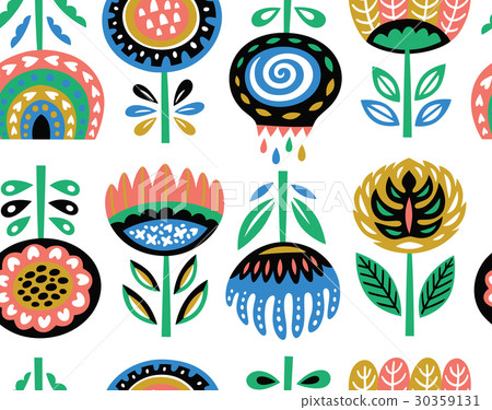 Flower art print in scandinavian style. Vector 30359131