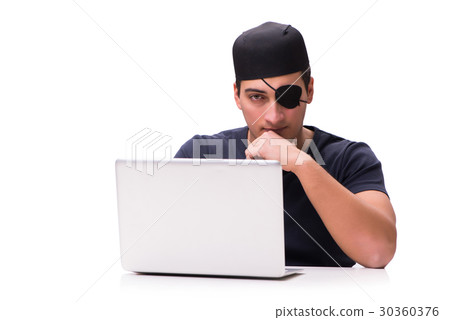 Digital security concept with pirate isolated on Digital security concept with pirate isolated on 30360376