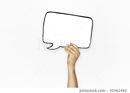 Human Hand Holding Chat Bubble 30362492