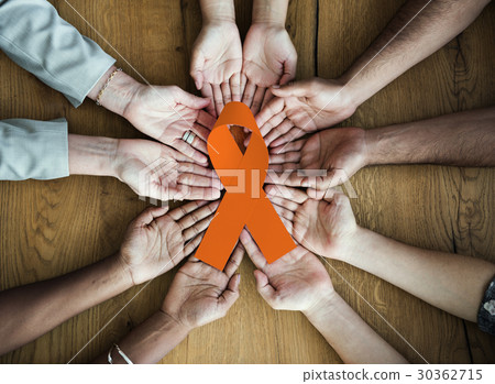 Group of People Holding Ribbon Breast Cancer Concept Group of People Holding Ribbon Breast Cancer Concept 30362715