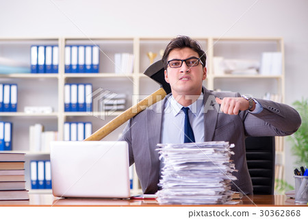 Angry aggressive businessman in the office 30362868