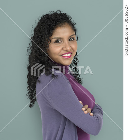 Woman Smiling Happiness Casual Studio Portrait Woman Smiling Happiness Casual Studio Portrait 30365627