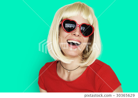 Caucasian Blonde Woman Wearing Sunglasses Caucasian Blonde Woman Wearing Sunglasses 30365629
