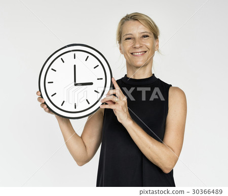 Woman Smiling Happiness Paper Craft Arts Clock Studio Portrait Woman Smiling Happiness Paper Craft Arts Clock Studio Portrait 30366489