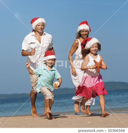 Family Father Mother Son Daughter Beach Fun Concept Family Father Mother Son Daughter Beach Fun Concept 30366566