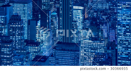 View of New York Manhattan during sunset hours 30366935