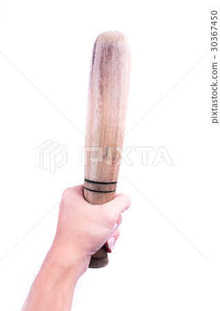 wooden pestle isolated on white background 30367450