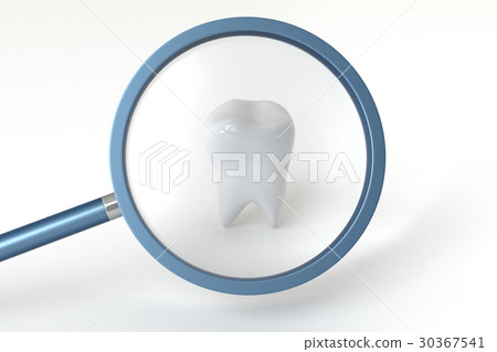 Tooth and loupe illustration CG 30367541